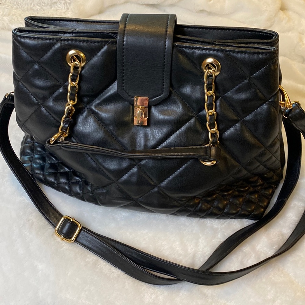 Gussaci Black Leather Made in Italy Tote Bag